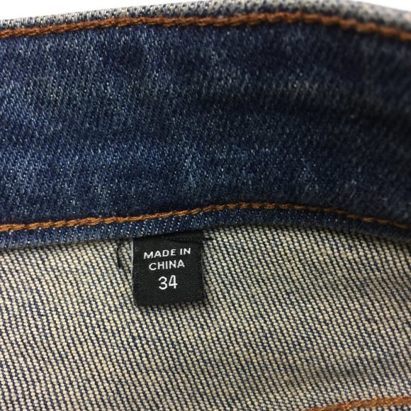 New! Fashion Nova Men Skinny Jeans 34x32 Distressed Ankle Zip Blue Denim Stretch - Picture 8 of 13